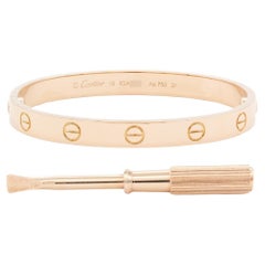 Cartier 18K Rose Gold Love Bangle Bracelet Size 16 Box & Papers New Screw System