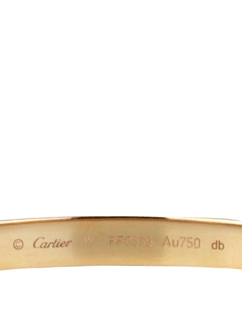 Contemporain Cartier Bracelet jonc LOVE en or rose 18 carats avec certificat, taille 17 en vente