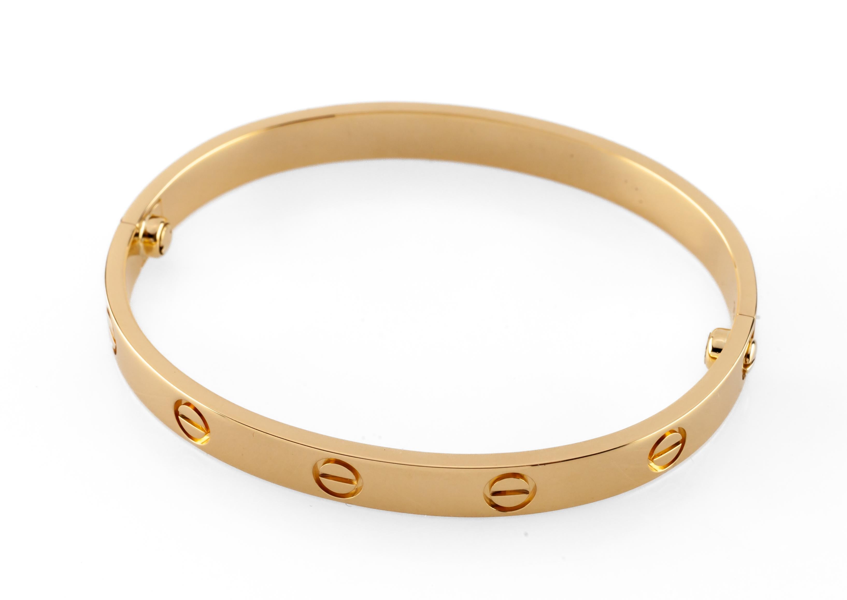 Cartier 18 Karat Roségold Love-Armband mit Schraubenzieher, Beutel und Tasche Größe 18 1