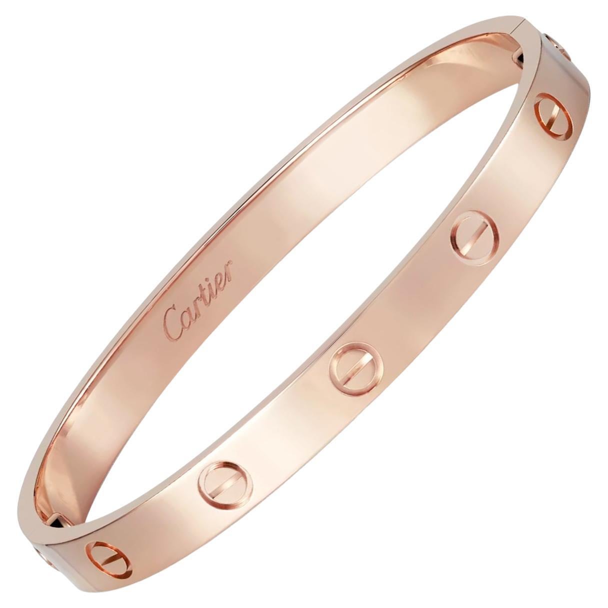 Cartier 18K Rose Gold Love Collection Bracelet Bangle Size 18