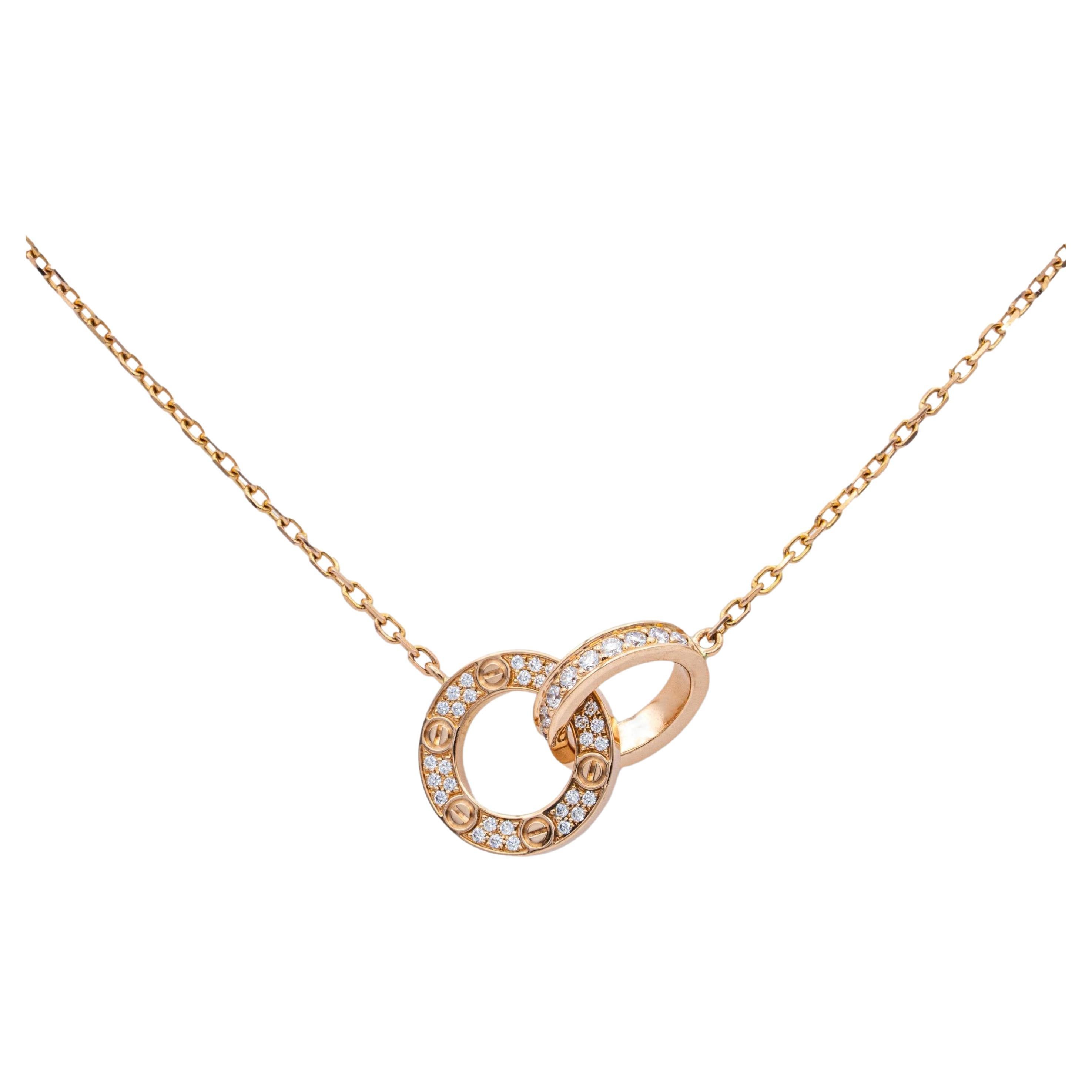 Cartier 18k Rose Gold Love Necklace With Diamonds For Sale At 1stdibs