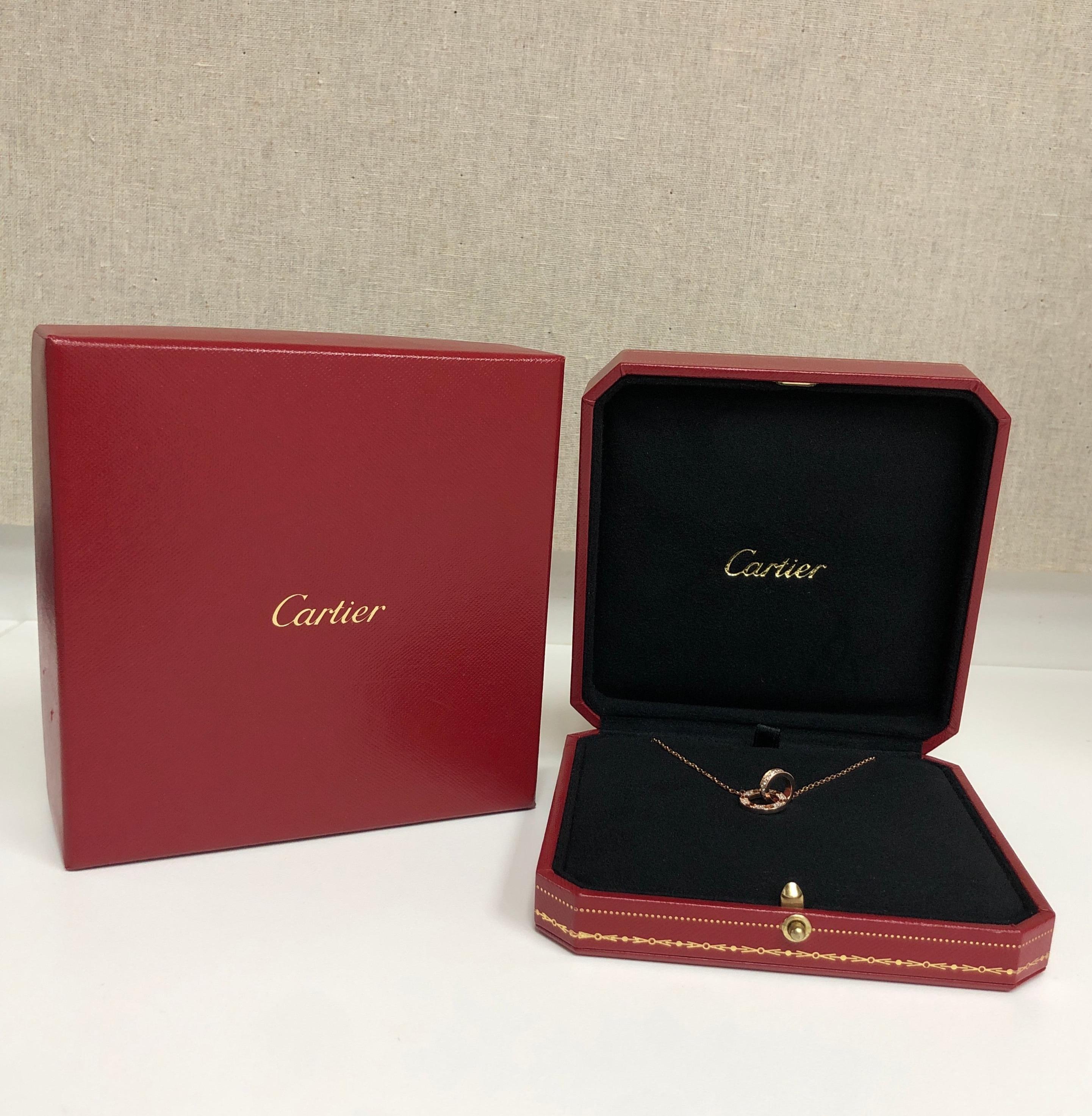 Women's Cartier 18K Rose Gold LOVE Necklace with Diamonds