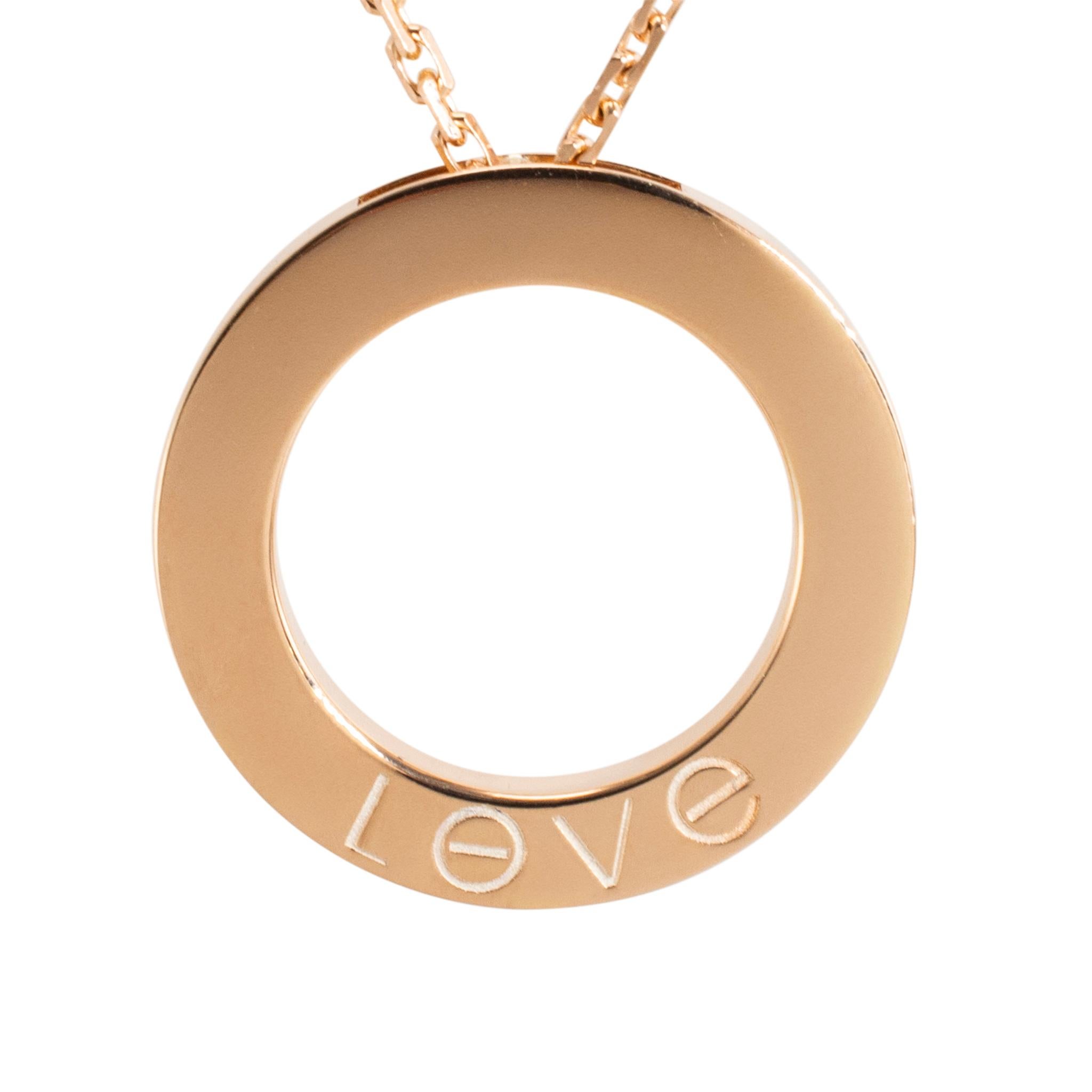 Colgante Amor Cartier Oro Rosa 18K, Collar 3 Diamantes Corte redondo en venta
