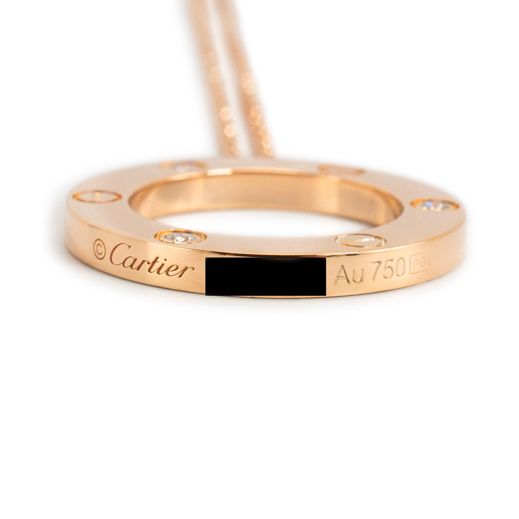 De las mujeres Colgante Amor Cartier Oro Rosa 18K, Collar 3 Diamantes en venta