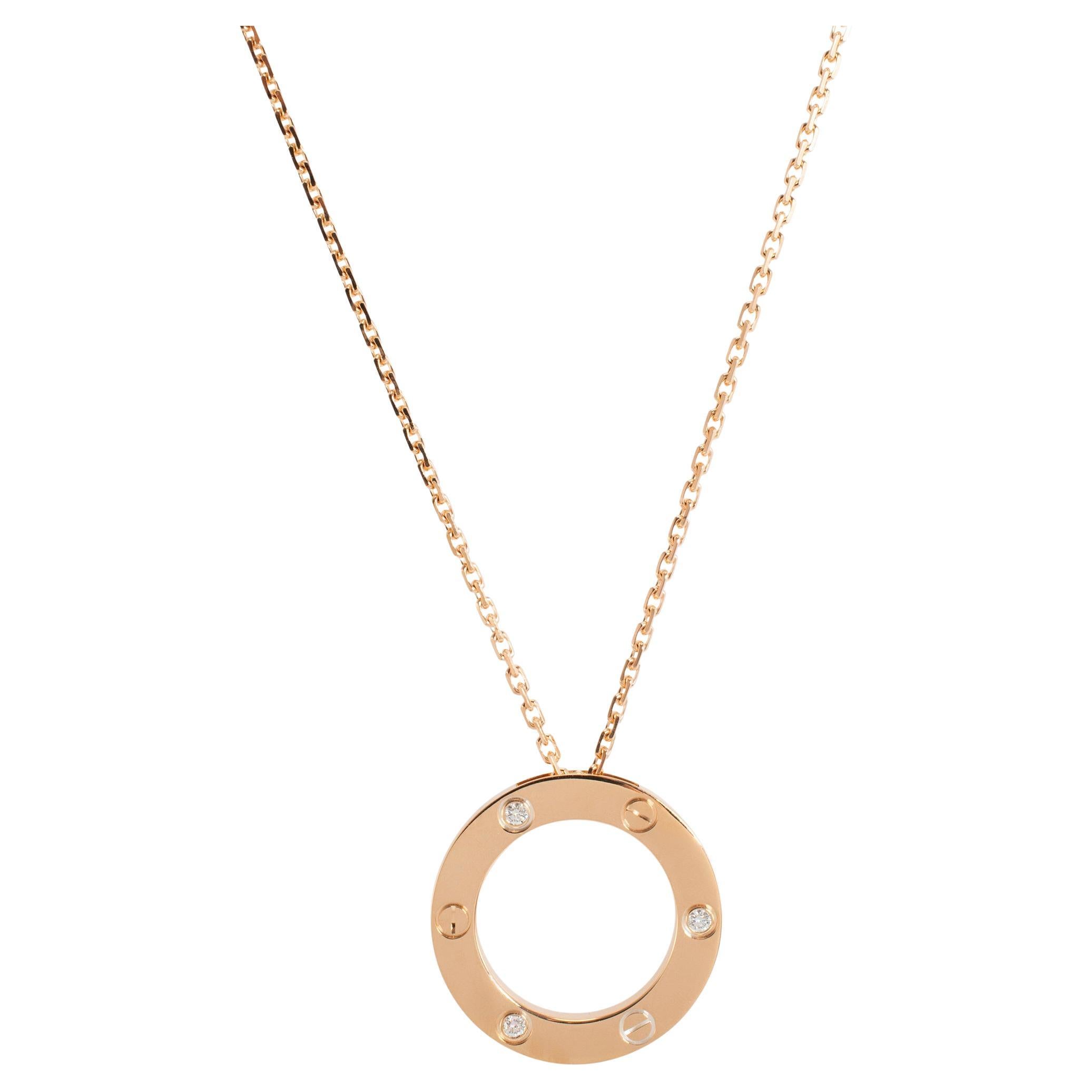 Colgante Amor Cartier Oro Rosa 18K, Collar 3 Diamantes en venta