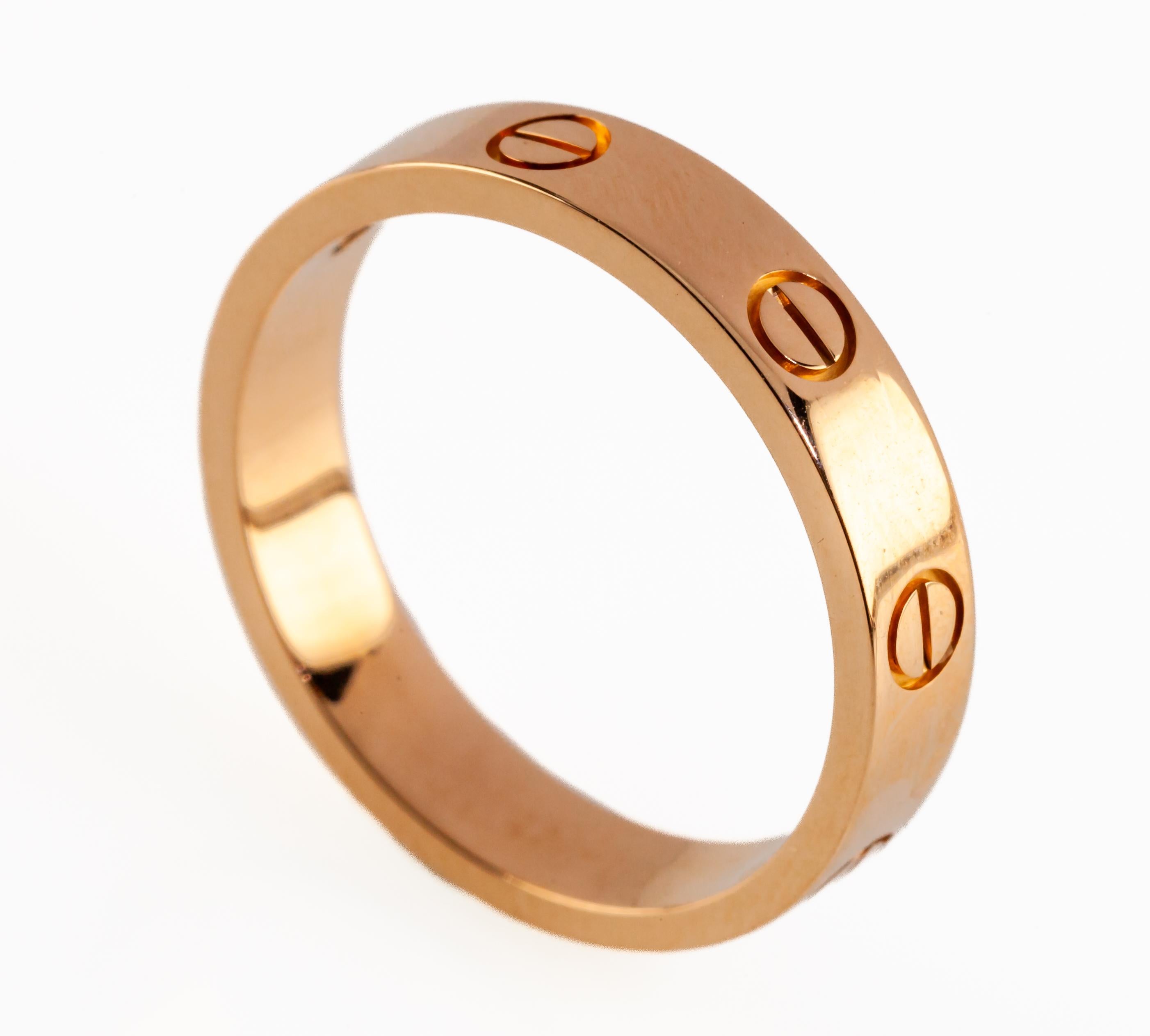 Cartier 18 Karat Roségold Love Ehering Größe 55 mit Diamant Retail (Rundschliff) im Angebot