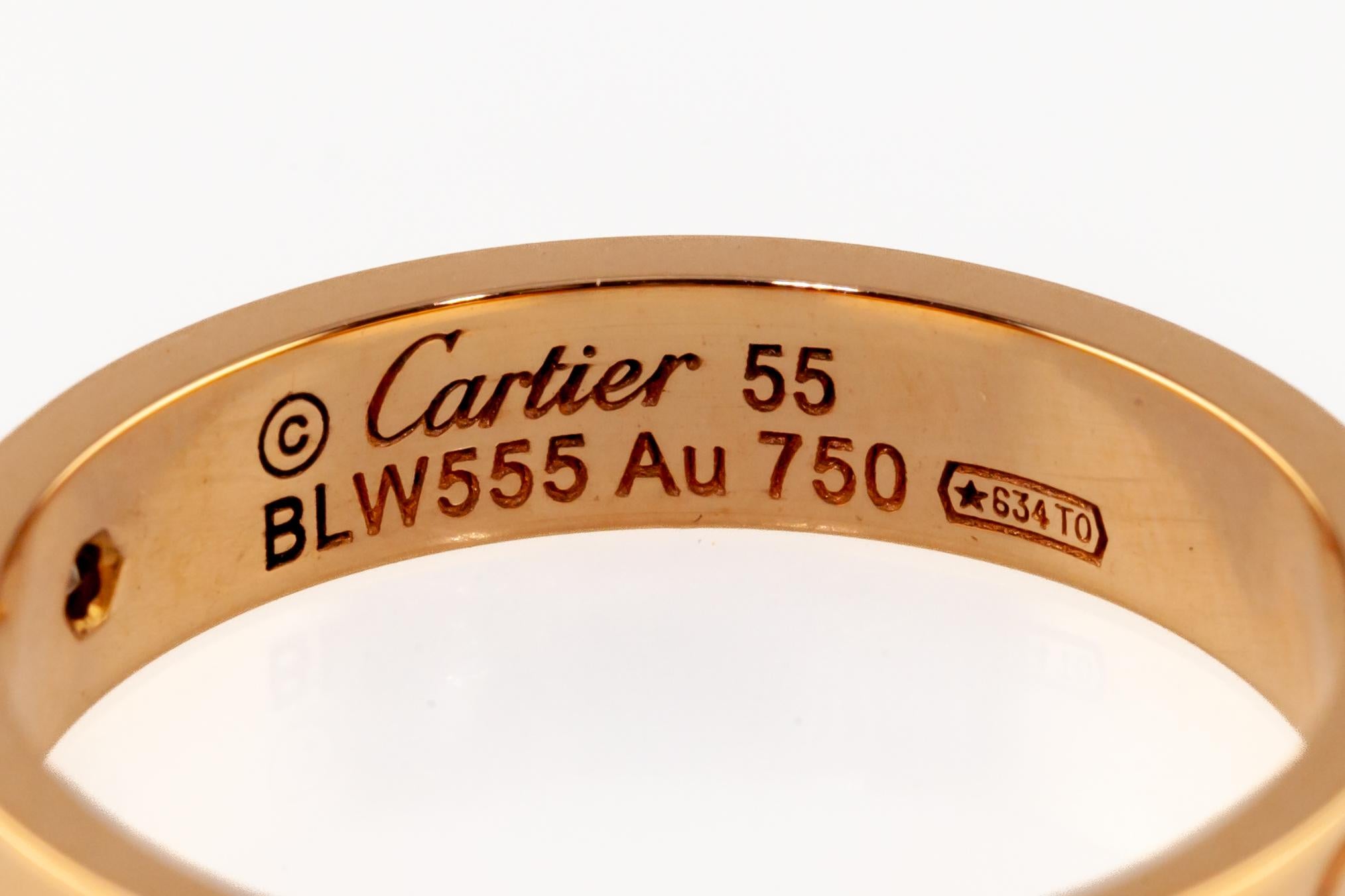 Cartier 18 Karat Roségold Love Ehering Größe 55 mit Diamant Retail im Zustand „Gut“ im Angebot in Sherman Oaks, CA