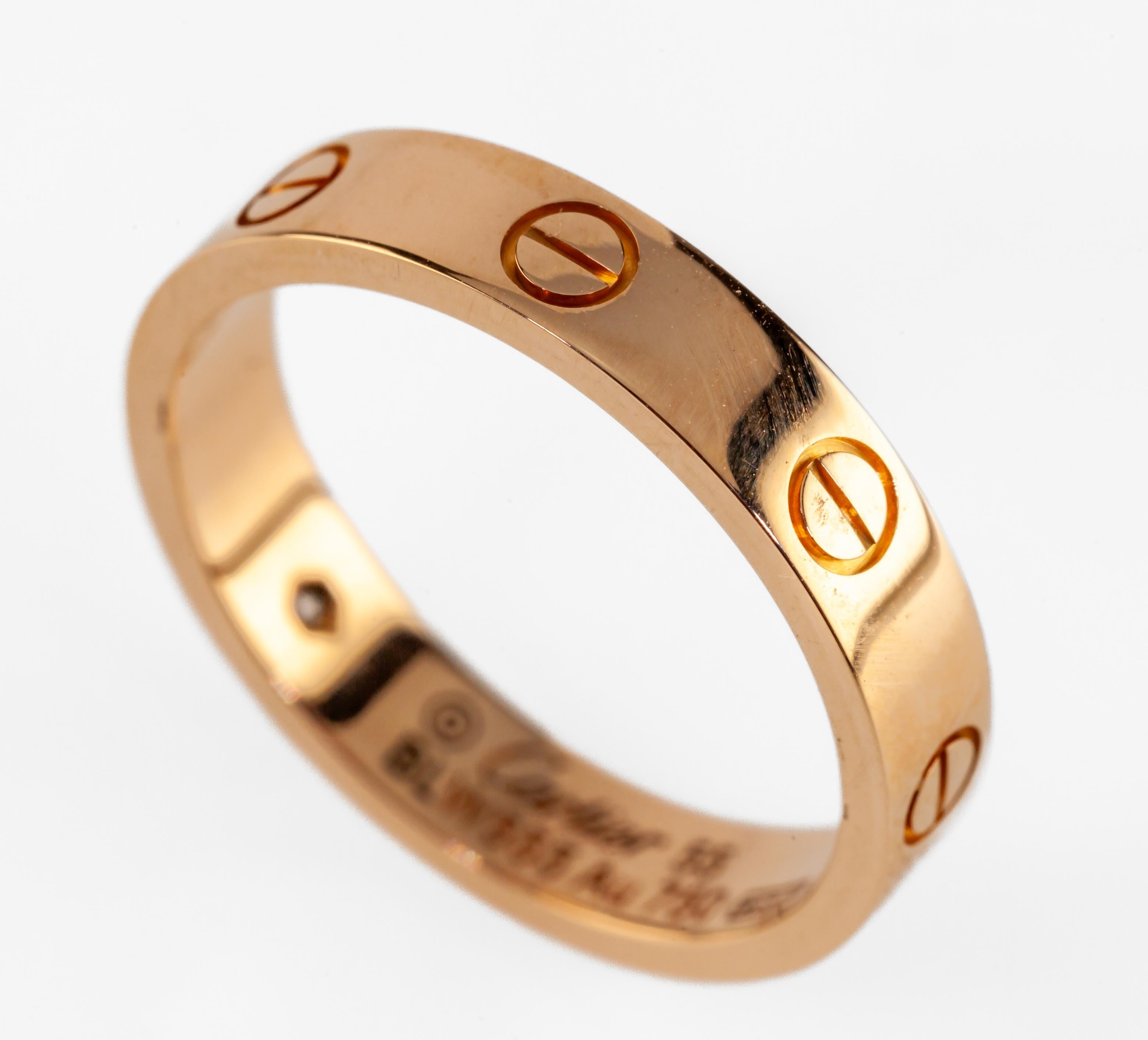 Cartier 18 Karat Roségold Love Ehering Größe 55 mit Diamant Retail für Damen oder Herren im Angebot