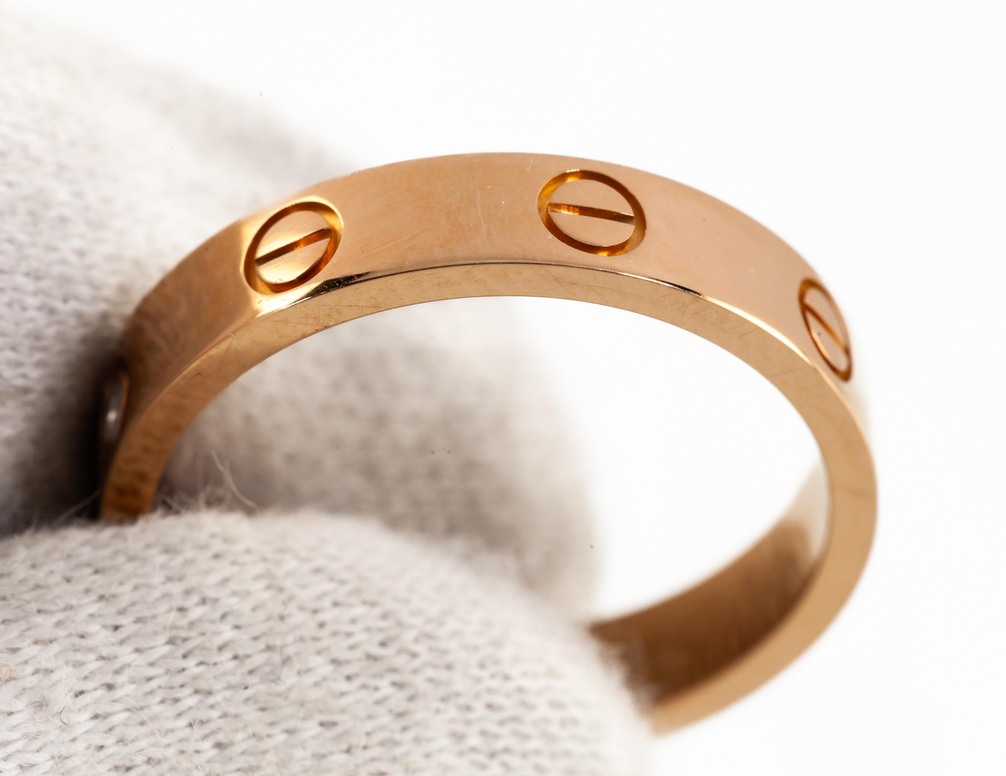 Cartier 18 Karat Roségold Love Ehering Größe 55 mit Diamant Retail im Angebot 2