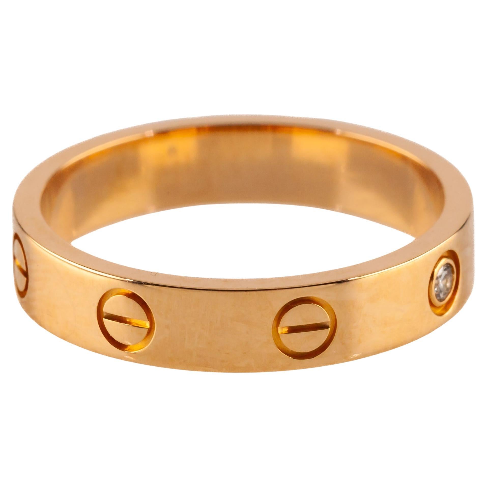 Cartier, alliance Love, en or rose 18 carats, taille 55 avec détail en diamants