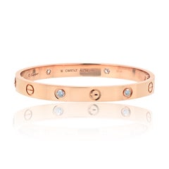 Cartier 18k Rose Gold Love with 4 Diamonds Bracelet