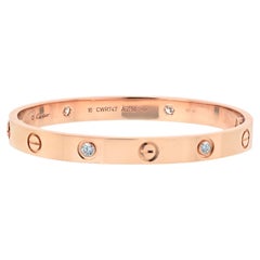 Vintage Cartier 18k Rose Gold Love with 4 Diamonds Bracelet