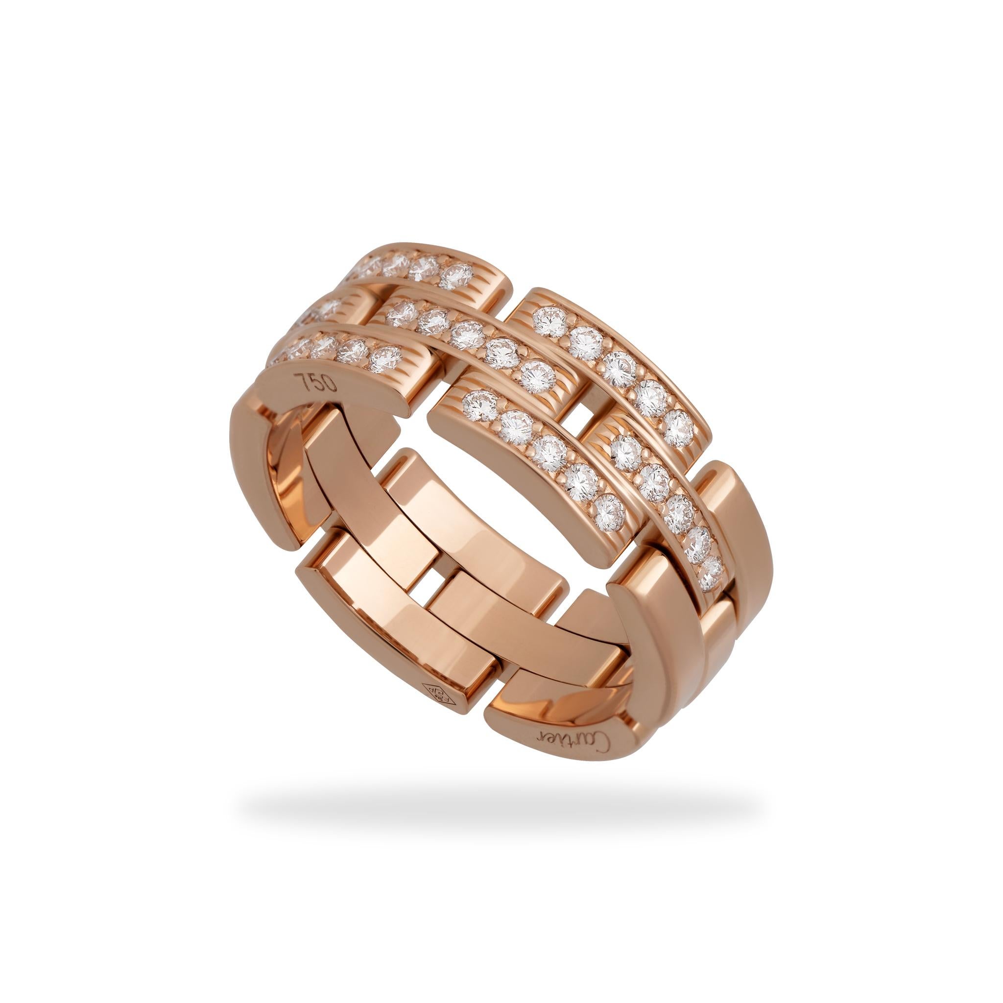 Women's or Men's Cartier 18 Karat Rose Gold Maillon Panthere Diamond Ring