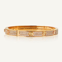 Cartier 18K Rose Gold Pave Liebe Armreif SZ 19 Armband