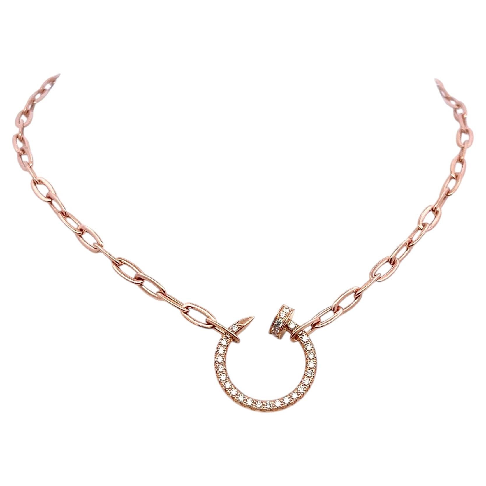 Cartier 18K Rose Gold Pendant Necklace with 0.4 Carat Round G-VS Diamonds