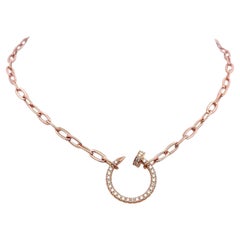 Collier à pendentif Cartier en or rose 18 carats, serti de diamants ronds G-VS de 0,4 carat