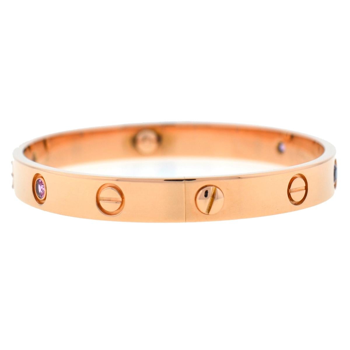 Company-Cartier
GUARANTEED 100% AUTHENTIC
Style-Cartier Pink Sapphire LOVE Bracelet Size 17 OLD STYLE
Metal-18k Rose Gold
Size -17
Includes-Bracelet ONLY
DOES NOT INCLUDE - CERTIFICATE , SCREWDRIVER OR BOX
SKU-9345-1UMEE