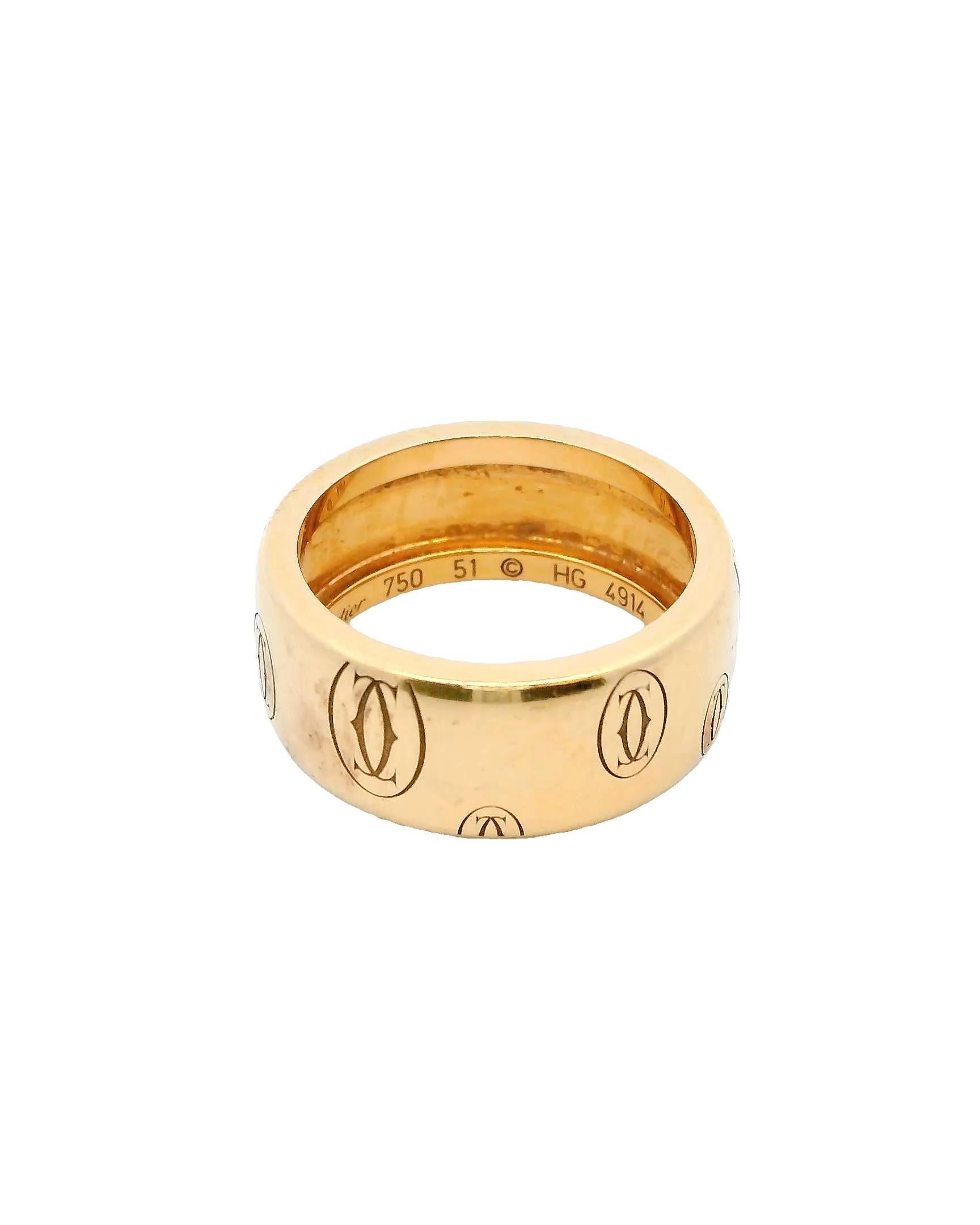 Women's or Men's Cartier 18K Rose Gold Ring Size 51 For Sale