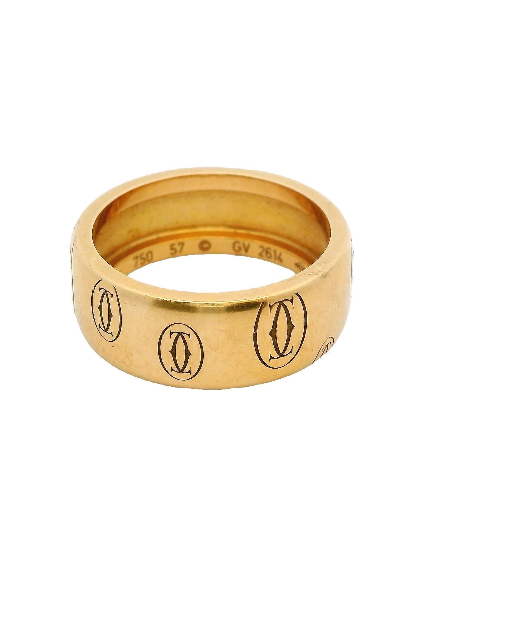 Women's or Men's Cartier 18K Rose Gold Ring Size 57 For Sale