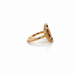 Cartier 18K Rose Gold Ring with Logo Double C Motif and Diamond Halo