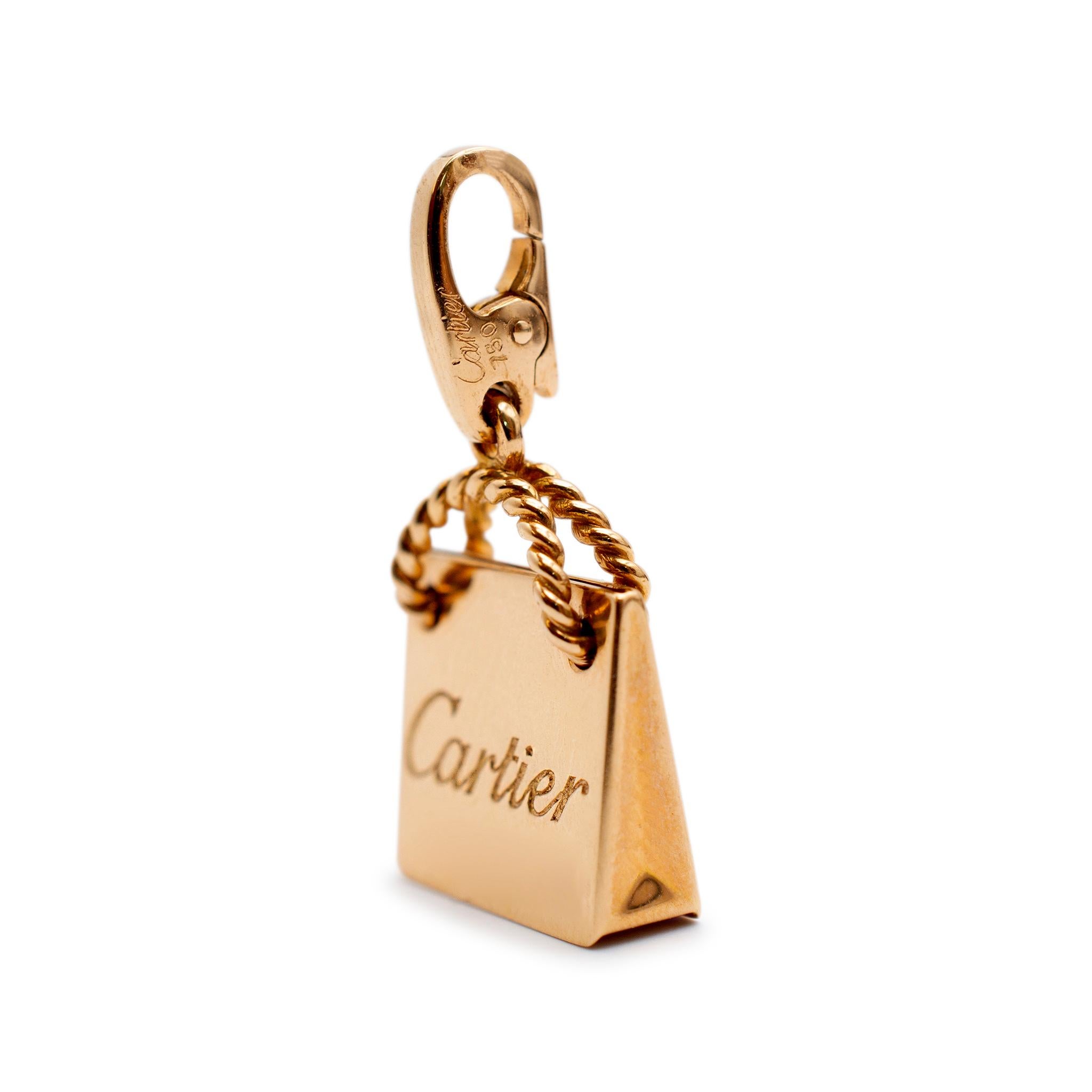 Cartier 18K Rose Gold Shopping Bag Charm In Excellent Condition In Houston, TX