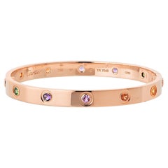 Cartier Bracelet d'amour en or rose 18 carats taille 16 avec 10 pierres multi-gemmes