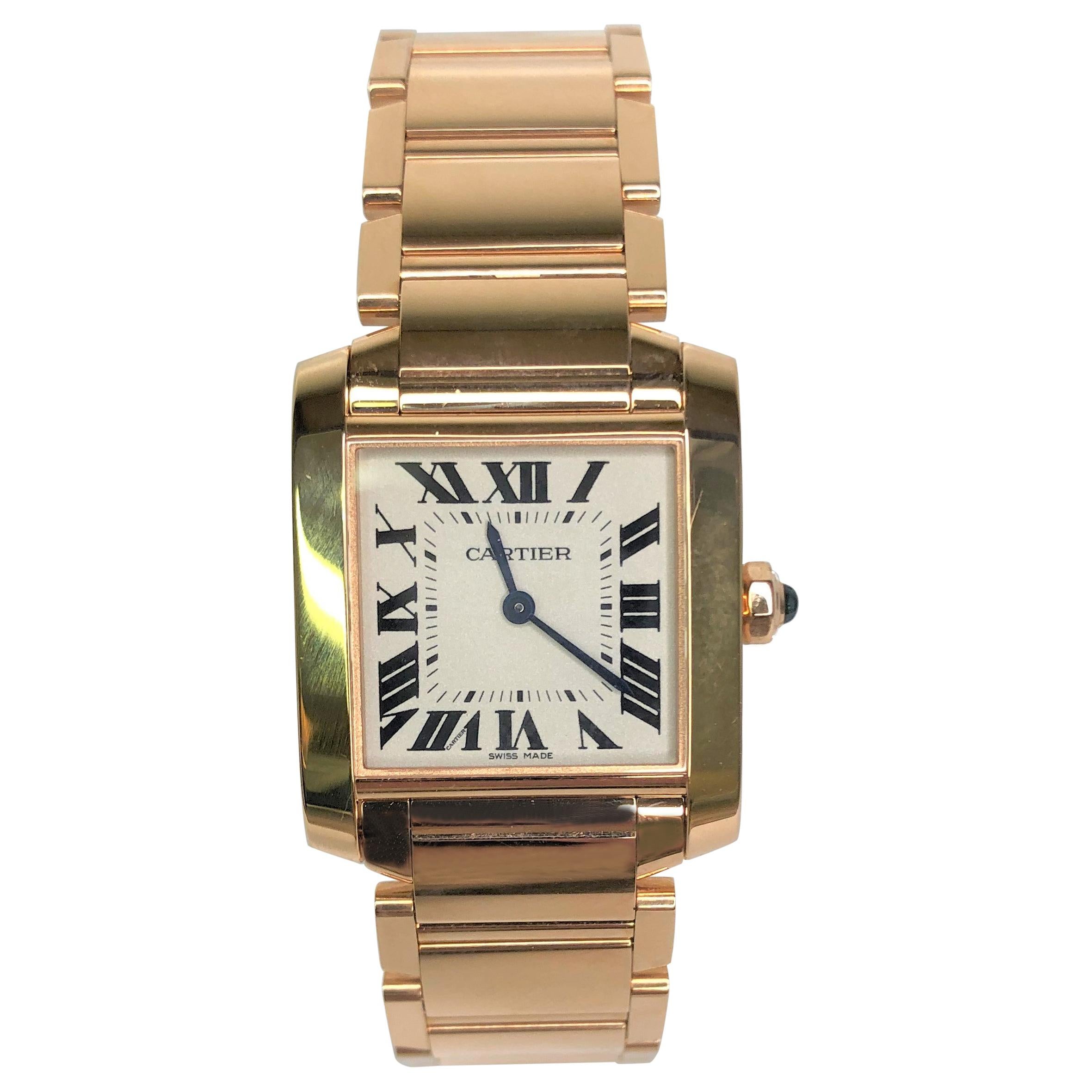 Cartier 18k Rose Gold Tank Francaise Watch