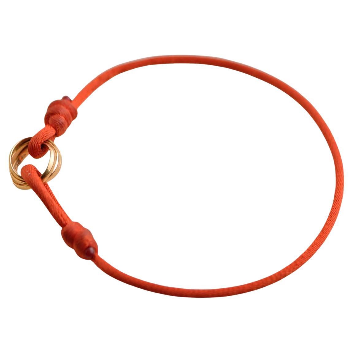 Cartier 18K Rose Gold Trinity Red Silk Cord Bracelet For Sale