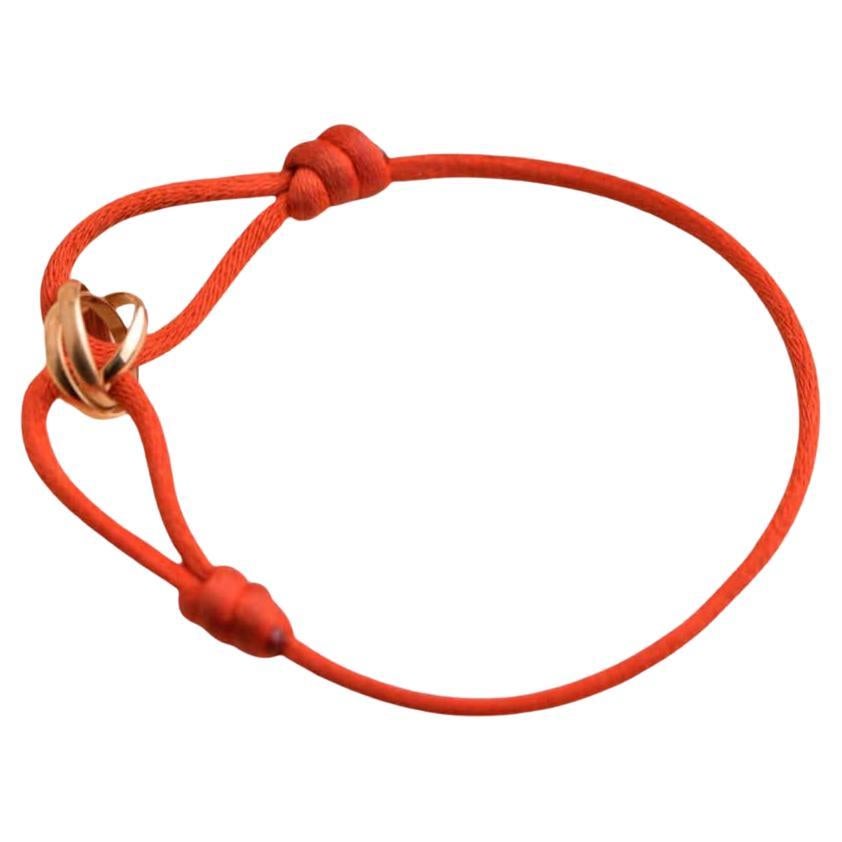 Cartier 18K Rose Gold Trinity Red Silk Cord Bracelet