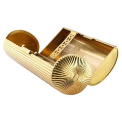 CARTIER 18k Solid Gold Cylindrical Vanity Box, France, circa 1960