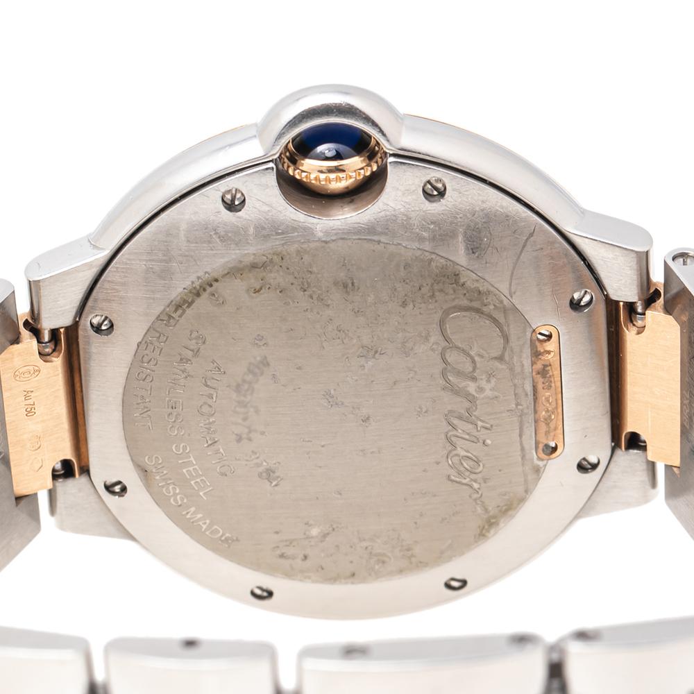 Contemporary Cartier 18k Stainless Steel Diamond Ballon Bleu Women's Wristwatch 36 MM