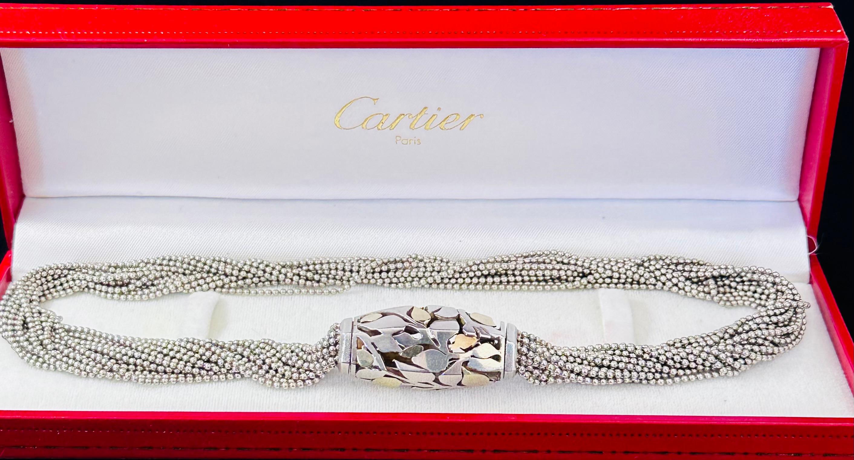 Cartier 18k & Sterling Silver Bead Multi Strand Necklace 1