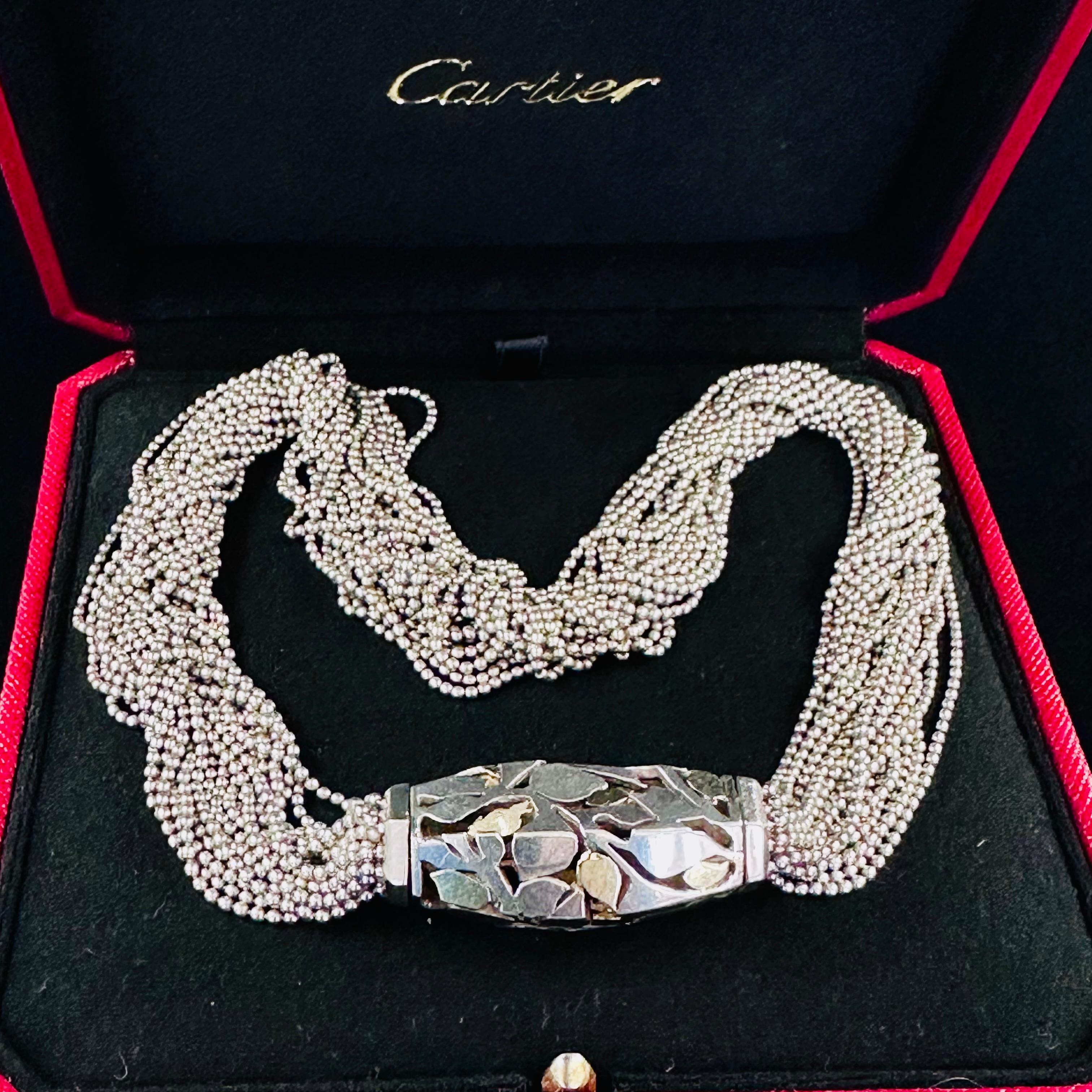 Cartier 18k & Sterling Silver Bead Multi Strand Necklace 2