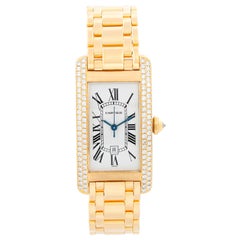 Cartier 18K Tank Americaine Midsize Men’s/Ladies 18K Yellow Gold & Diamond Watch