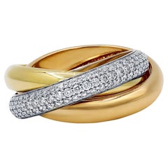 Cartier 18k Three-Tone Gold Diamond Trinity Ring, 0.99 Carats, France