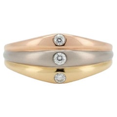 CARTIER - 18k Three-Tone Gold Diamonds Ring - Trio Design, Size 5.75 US