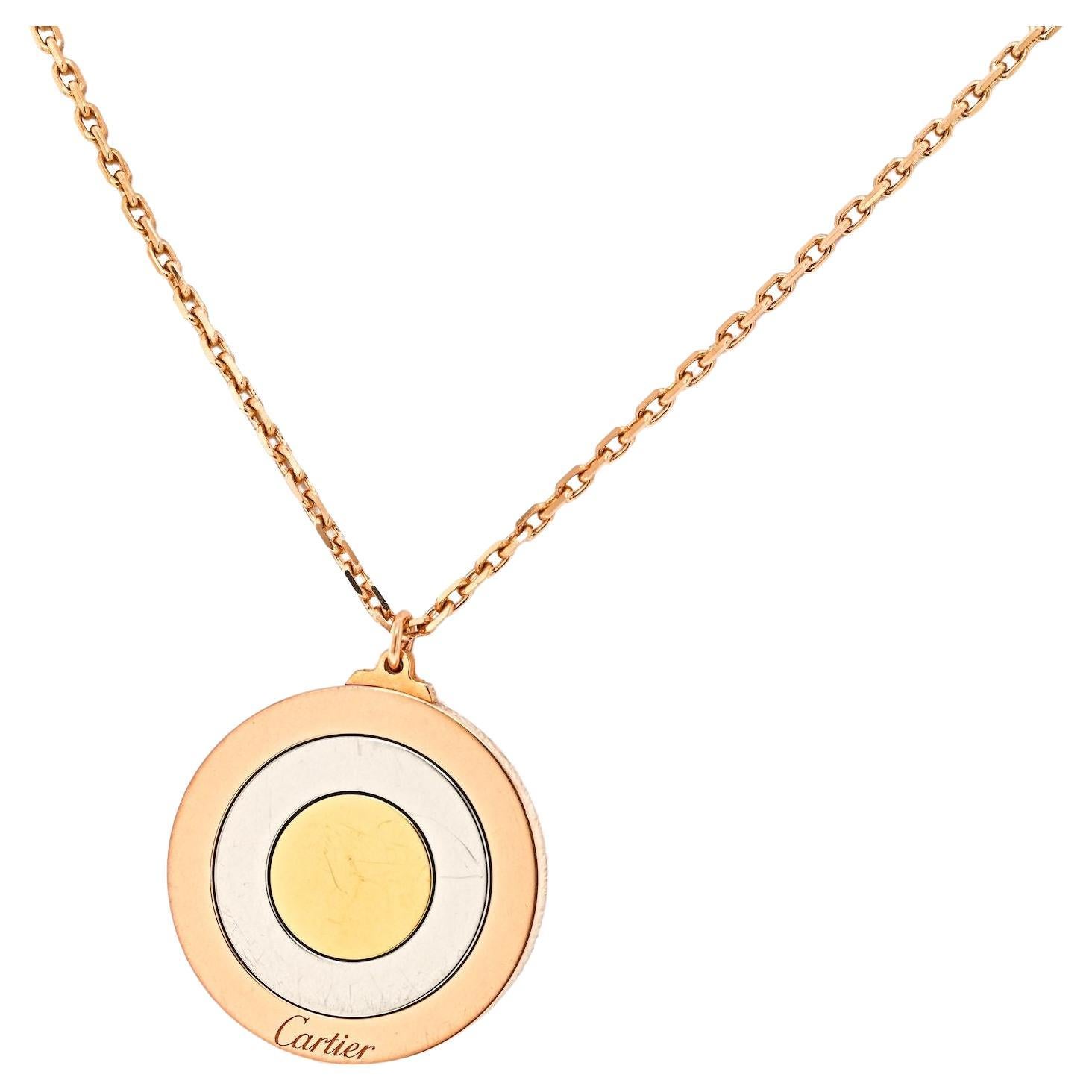 Cartier 18K Tri Colo Gold Circular Spinning Pendant  For Sale