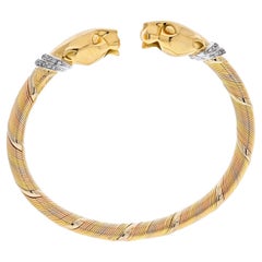 Cartier 18K Tri Color 1990 Cougar Double Head Panthere Bracelet