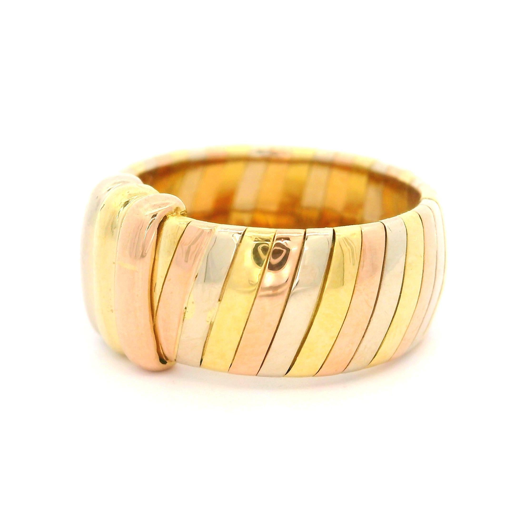 Cartier 18k Tri Color Gold 9.7mm Wide Band Ring w/ Original Box For Sale 6