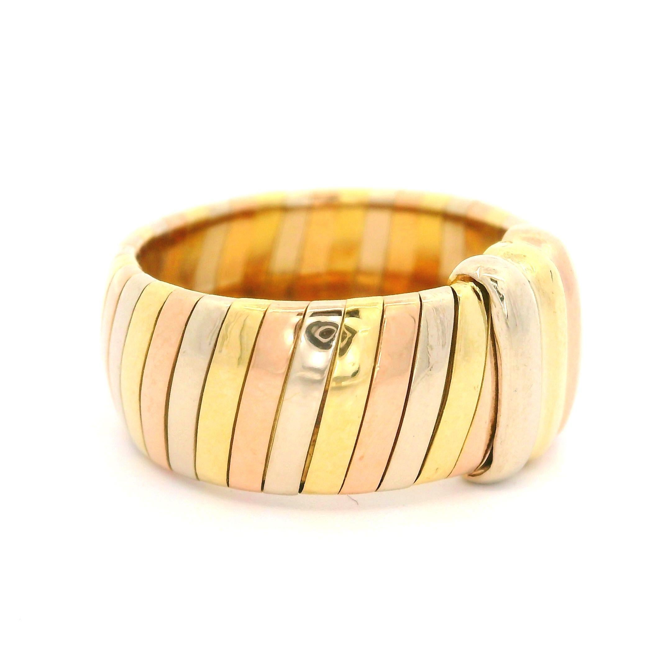 Cartier 18k Tri Color Gold 9.7mm Wide Band Ring w/ Original Box For Sale 7