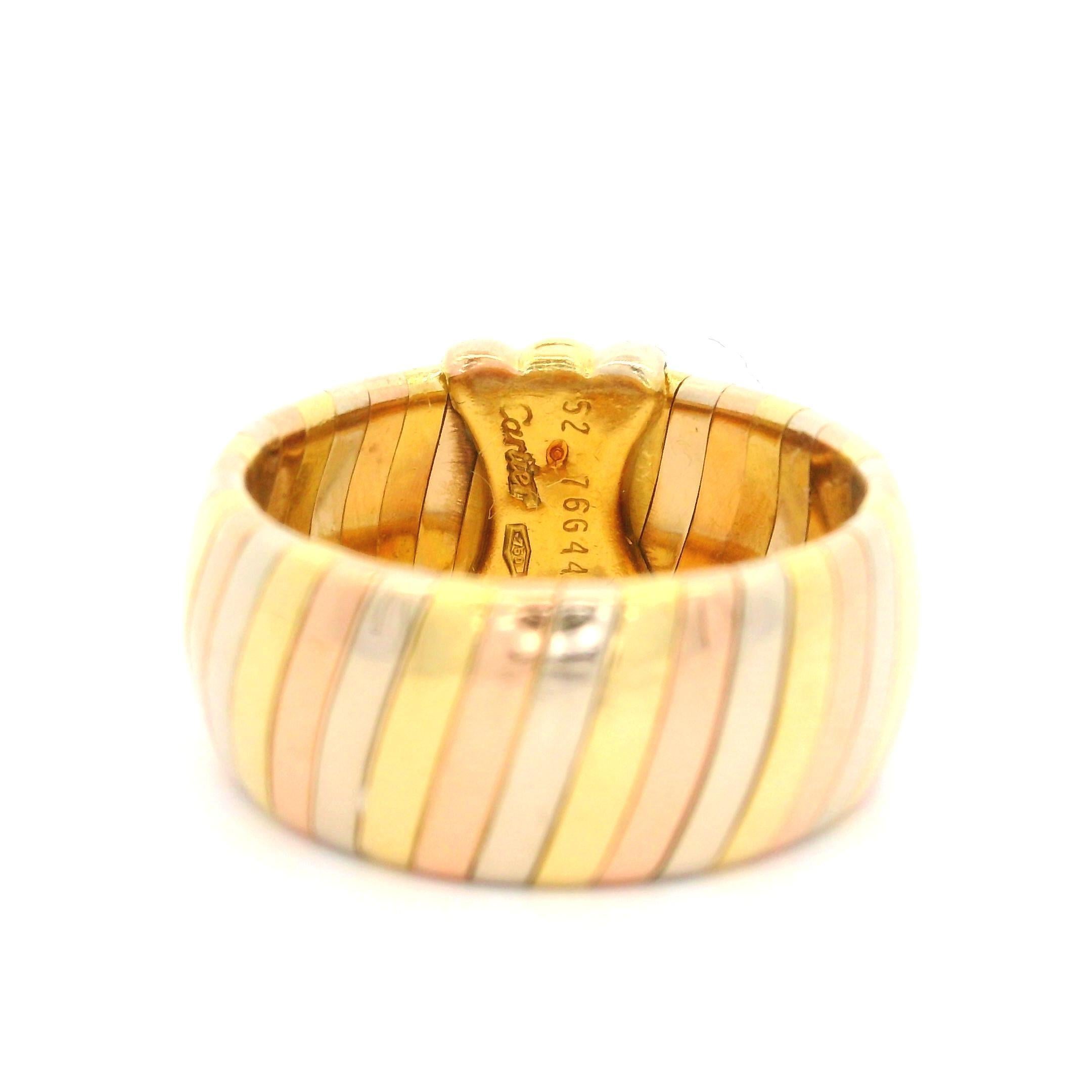 Cartier 18k Tri Color Gold 9.7mm Wide Band Ring w/ Original Box For Sale 3