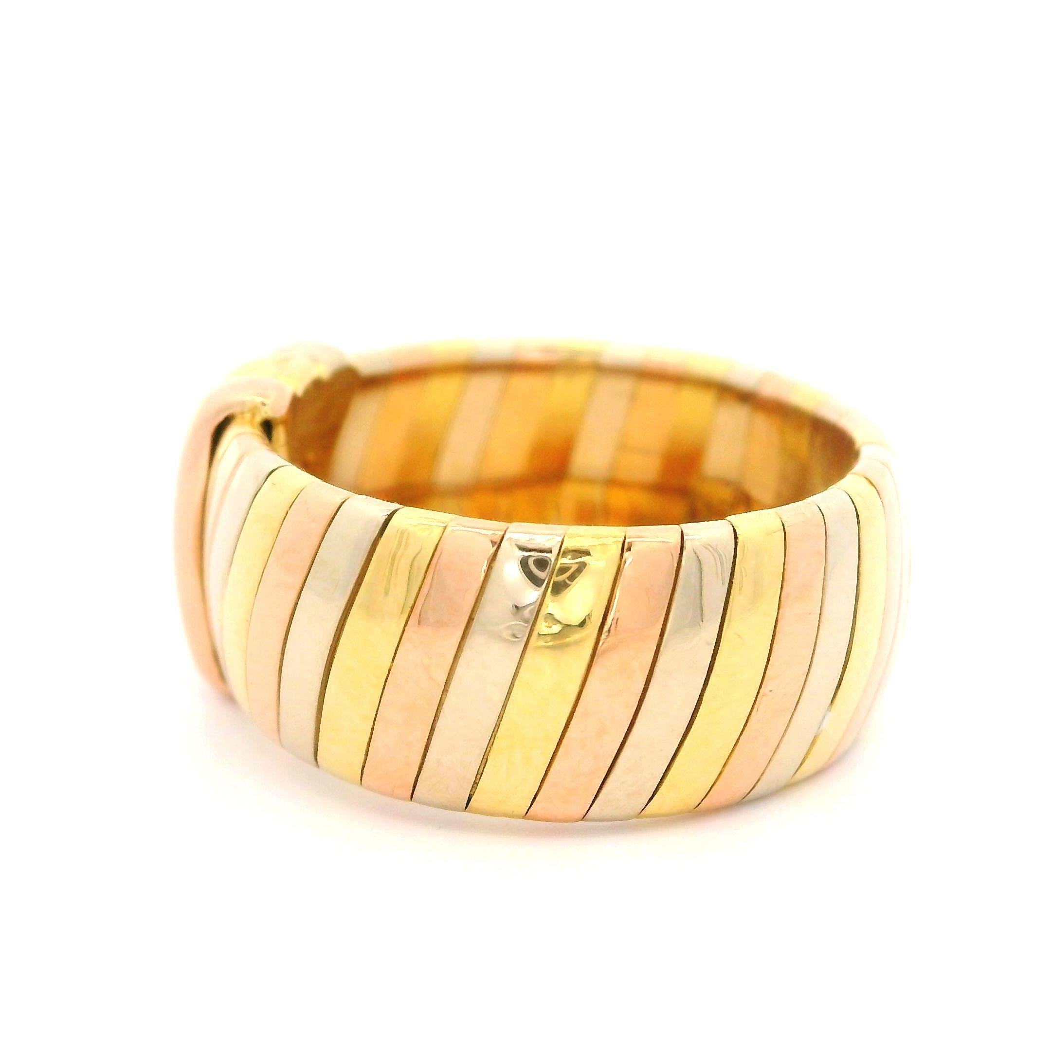Cartier 18k Tri Color Gold 9.7mm Wide Band Ring w/ Original Box For Sale 4