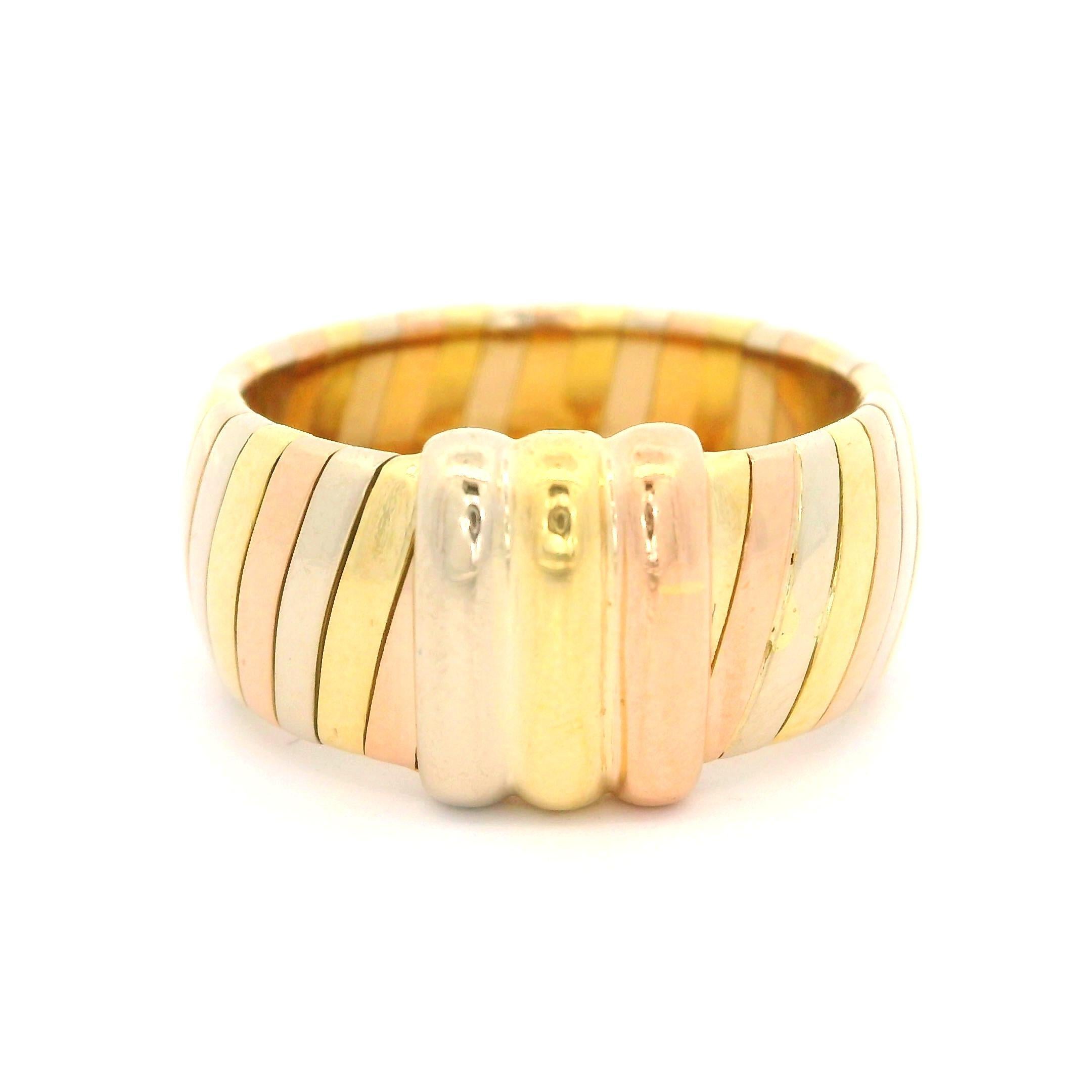 Cartier 18k Tri Color Gold 9.7mm Wide Band Ring w/ Original Box For Sale 5