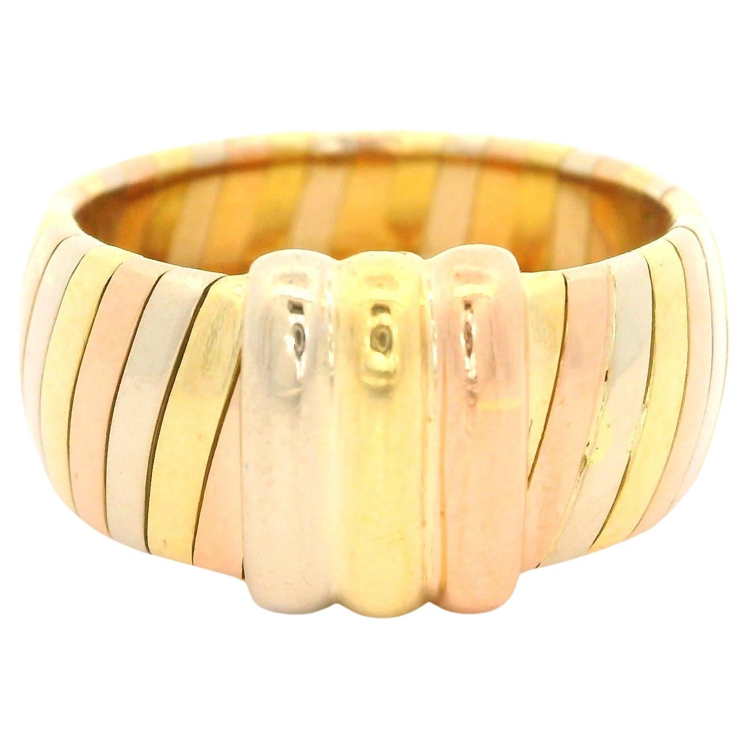 Cartier 18k Tri Color Gold 9.7mm Wide Band Ring w/ Original Box