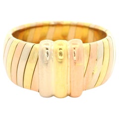 Cartier 18k Tri Color Gold 9.7mm Wide Band Ring w/ Original Box