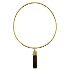 Cartier 18k Tri Color Gold and Touchwood Pendant on Cartier 18k Choker Necklace