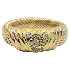 Cartier 18k Tri-Color Gold Diamond Band Ring