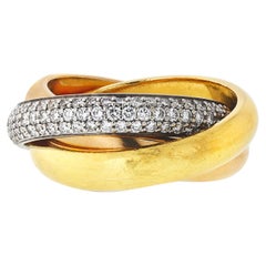 Cartier 18K Tri Color Gold Diamond Trinity Ring 1.44cttw