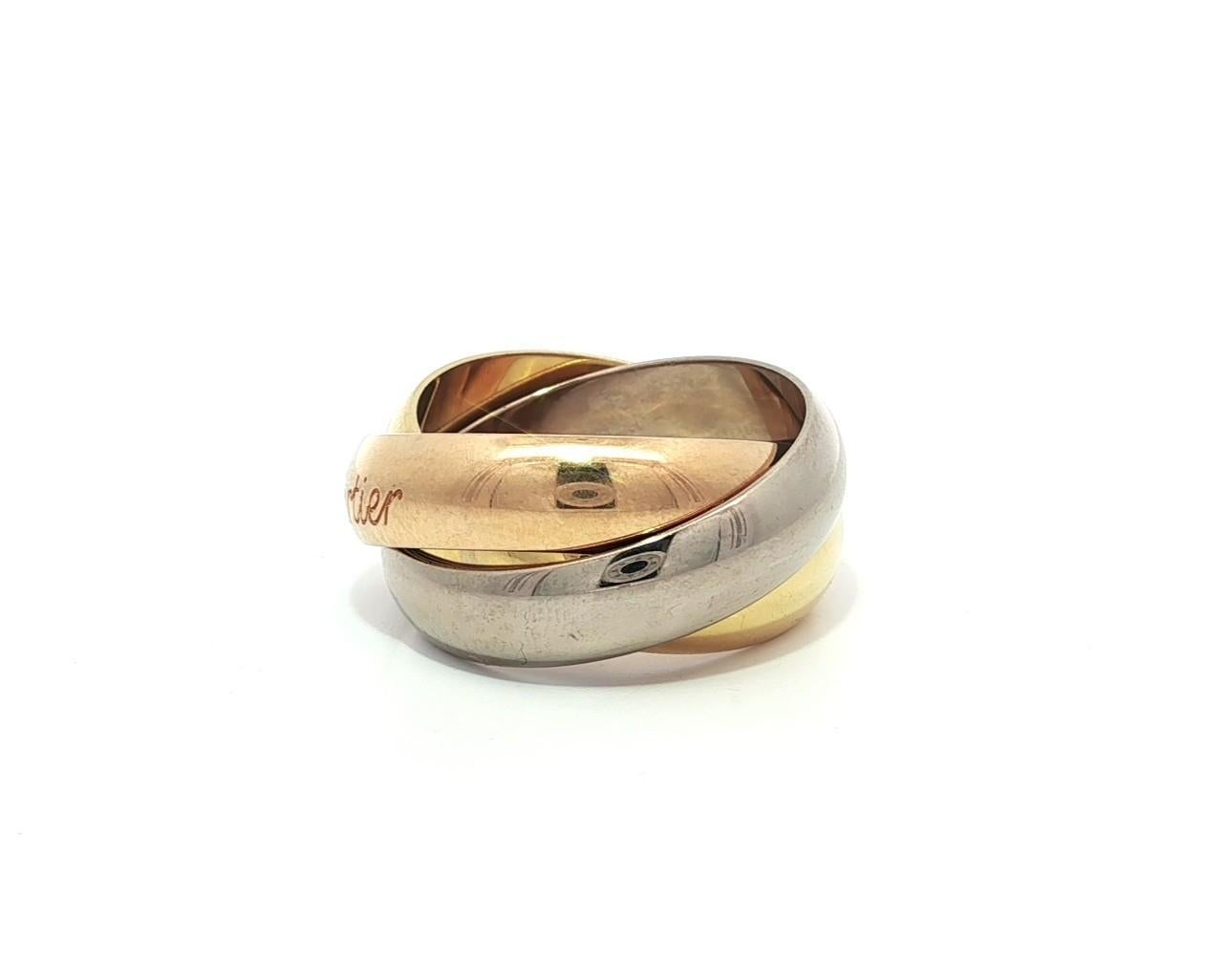 Cartier 18k Tri Color Gold Heavy Wide Trinity Rolling Ring sz 53 in vendita 4