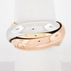 Cartier 18K Tri Color Gold Interlocking Jumbo Rolling Trinity Band Ring Size 59